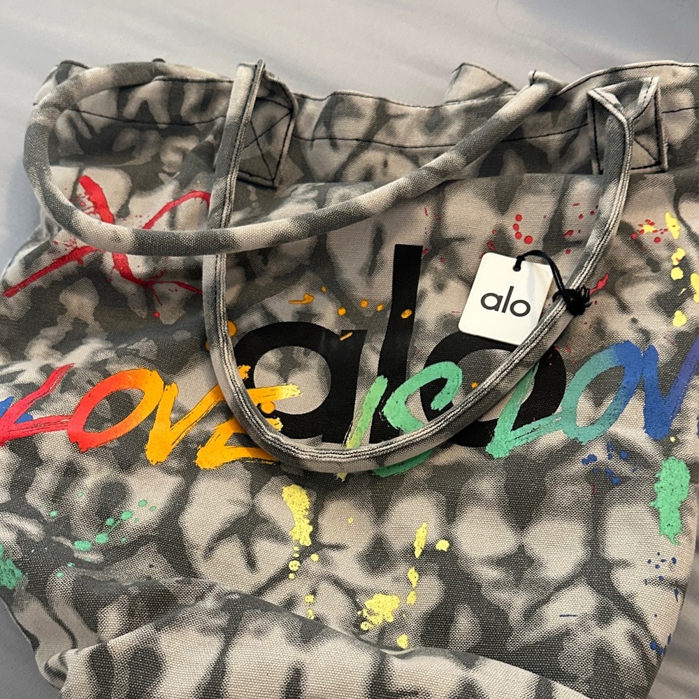 ALO Yoga Gray Tie-Dye Tote Bag